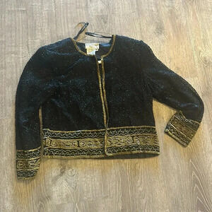 Women’s sequin black and gold vintage jacket